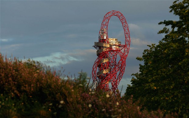 Anish Kapoor's giant Orbit tower, titled ArcelorMittal Orbit. Photo courtesy The Telegraph.
